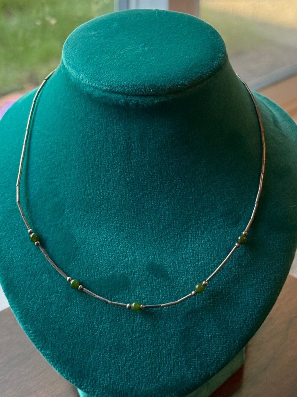 Vintage Liquid Sterling Silver and Aventurine Choker